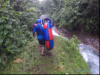 Walking Along The Blue River To Start Tubing
 - Costa Rica