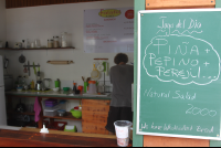 juice of the day sign falafel cafe 
 - Costa Rica
