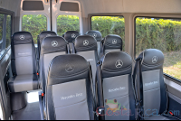        White Mercedes Benz Sprinter Van Heredia Seat Row View From Driver Seat
  - Costa Rica